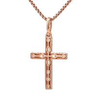 Load image into Gallery viewer, 14k Rose Gold Cross Diamond Pendant and Gold franco Chain Set