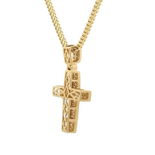 Load image into Gallery viewer, 14k Yellow Gold Cross Diamond Pendant and Gold rope Chain Set