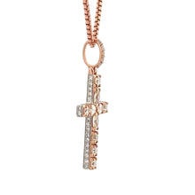 Load image into Gallery viewer, 14k Rose Gold Cross Diamond Pendant and Gold franco Chain Set