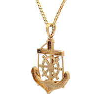 Load image into Gallery viewer, Yellow Gold Jesus Anchor Diamond Pendant and Gold cuban Chain Set
