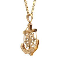 Load image into Gallery viewer, Yellow Gold Jesus Anchor Diamond Pendant and Gold cuban Chain Set
