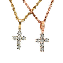 Load image into Gallery viewer, 14k Gold Cross Diamond Pendant and Gold rope Chain Set ( Choose your color )