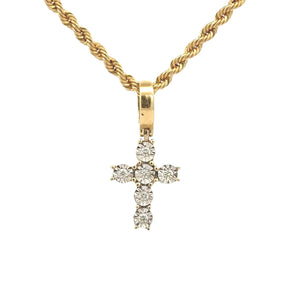 14k Gold Cross Diamond Pendant and Gold rope Chain Set ( Choose your color )