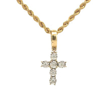 Load image into Gallery viewer, 14k Gold Cross Diamond Pendant and Gold rope Chain Set ( Choose your color )