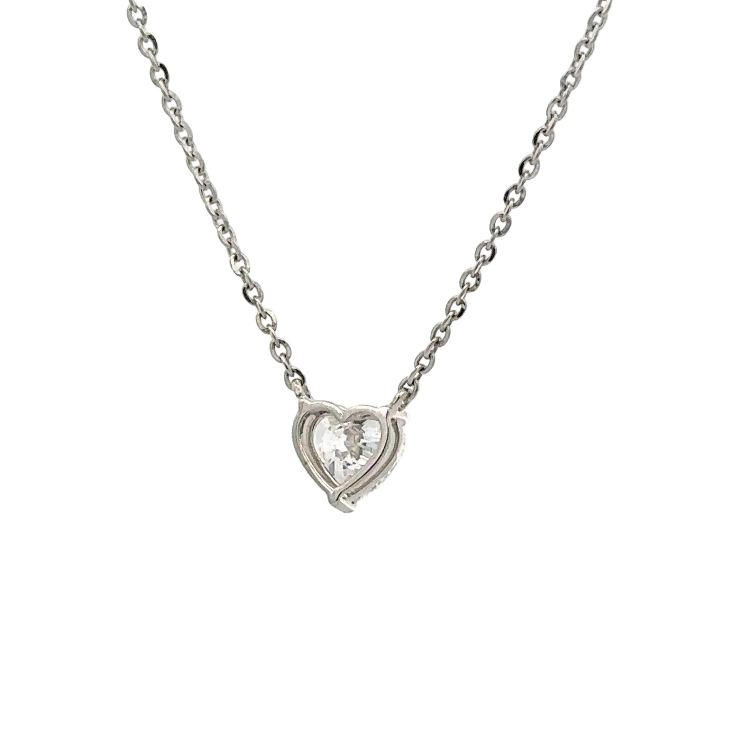 14k White Gold and Diamond Heart Shaped Necklace