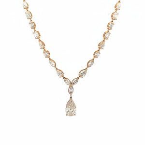 14k Yellow Gold Lab Diamond necklace in multishape gold setting.