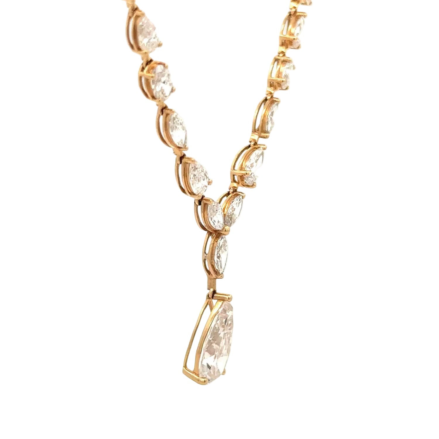 14k Yellow Gold Lab Diamond necklace in multishape gold setting.
