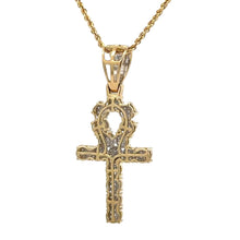 Load image into Gallery viewer, Yellow gold Cross Natural diamond pendant and chain