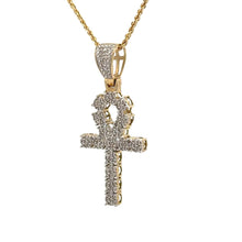 Load image into Gallery viewer, Yellow gold Cross Natural diamond pendant and chain