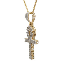 Load image into Gallery viewer, Yellow gold Cross Natural diamond pendant and chain