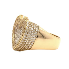 Load image into Gallery viewer, Natural Diamonds and Yellow Gold Large Heart on Fire Ring