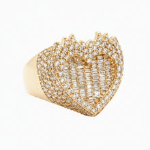 Load image into Gallery viewer, Natural Diamonds and Yellow Gold Large Heart on Fire Ring
