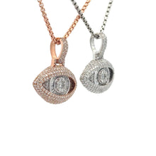 Load image into Gallery viewer, 14k Gold Evil Eye Diamond Pendant and Gold box Chain Set ( Choose your color )
