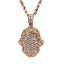 Load image into Gallery viewer, 14k Gold Hamsa Diamond Pendant and Gold Rope Chain Set. ( Choose your color)