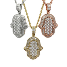 Load image into Gallery viewer, 14k Gold Hamsa Diamond Pendant and Gold Rope Chain Set. ( Choose your color)