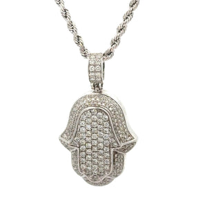 14k Gold Hamsa Diamond Pendant and Gold Rope Chain Set. ( Choose your color)