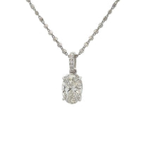 Load image into Gallery viewer, 14k White Gold and Diamond Oval Shaped Necklace