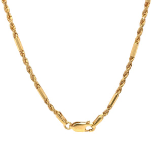 Yellow gold Rope Chain with Bar/Box accents