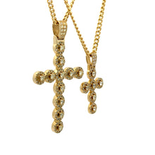 Load image into Gallery viewer, 8 piece deal: 14k yellow gold and diamond Daddy&amp;Me Cross Pendant + 2 Cuban Chains+ 2 pairs of earrings + Gift (BLACK FRIDAY SPECIAL)