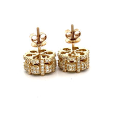 Load image into Gallery viewer, 3.33ct diamonds Yellow Gold Flower Earrings with 7 large round diamonds