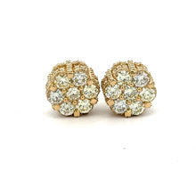 Load image into Gallery viewer, 3.33ct diamonds Yellow Gold Flower Earrings with 7 large round diamonds