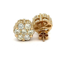 Load image into Gallery viewer, 3.33ct diamonds Yellow Gold Flower Earrings with 7 large round diamonds