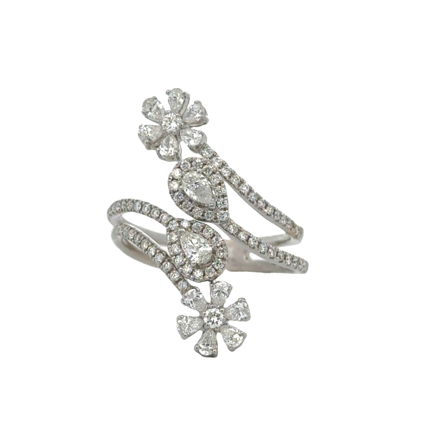 18k white gold and diamond Fancy Ring + 14k white gold and diamond Fancy Earrings (VALENTINE`S DAY SPECIAL)