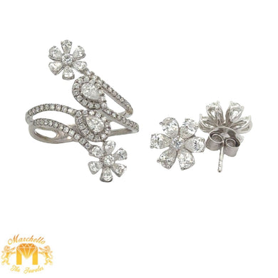 18k white gold and diamond Fancy Ring + 14k white gold and diamond Fancy Earrings (VALENTINE`S DAY SPECIAL)