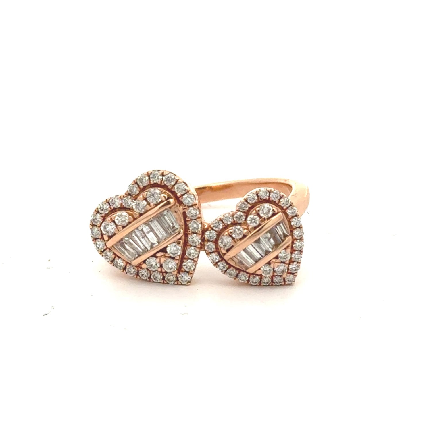 14k rose gold and diamond Heart Ring + 14k two-tone gold and diamond Heart Earrings (VALENTINE`S DAY SPECIAL)