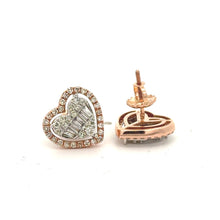 Load image into Gallery viewer, 14k rose gold and diamond Heart Ring + 14k two-tone gold and diamond Heart Earrings (VALENTINE`S DAY SPECIAL)