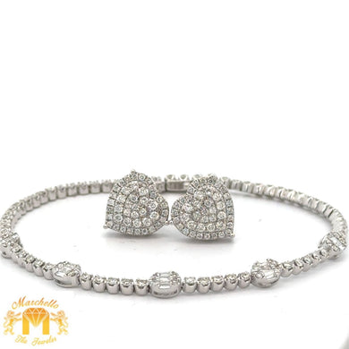 14k white gold and diamond Fancy Bracelet and Heart Earrings (VALENTINE`S DAY SPECIAL)