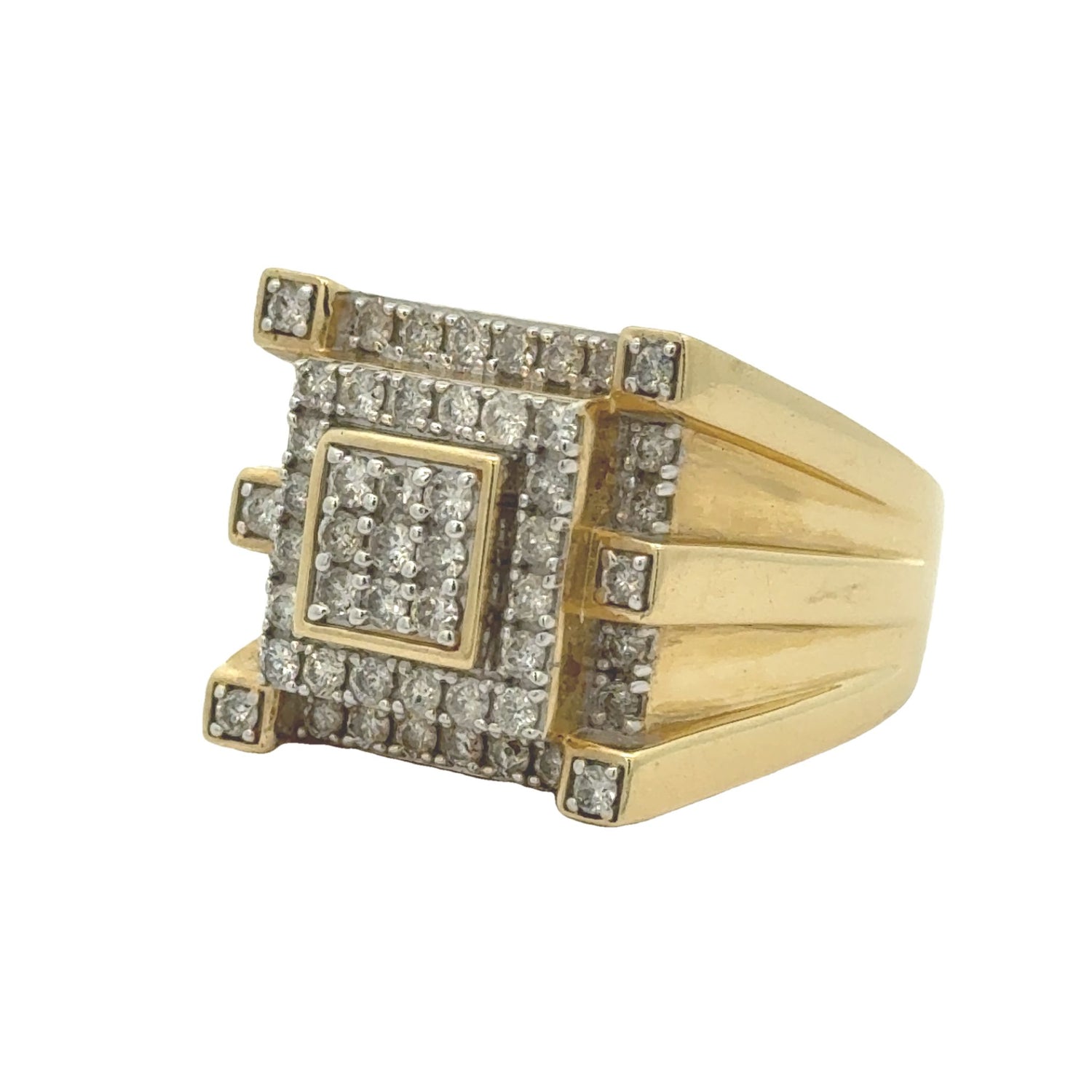 14k yellow gold and diamond Men`s Ring