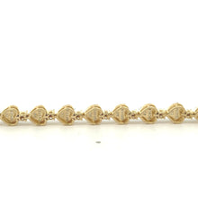 Load image into Gallery viewer, Gold and Diamond Heart &amp; Flower shaped Fancy Link Bracelet with Baguette and Round Diamonds