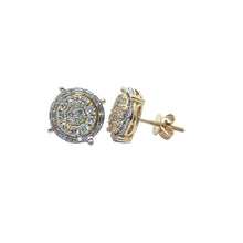 Load image into Gallery viewer, 14K Gold and Diamond Round and Baguette Shape Earrings