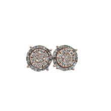 Load image into Gallery viewer, 14K Gold and Diamond Round and Baguette Shape Earrings