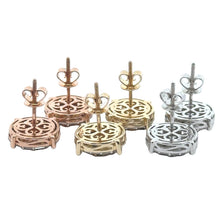Load image into Gallery viewer, 14K Gold and Diamond Round and Baguette Shape Earrings
