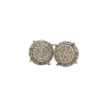 Load image into Gallery viewer, 14K Gold and Diamond Round and Baguette Shape Earrings