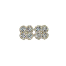 Load image into Gallery viewer, Gold and Diamond Clover Shape Earrings with Round and Baguette Diamonds