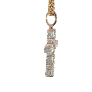 14k Gold and Diamond Fancy Cross Paired with Gold Cuban Link Chain (choose gold color)