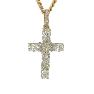 14k Gold and Diamond Fancy Cross Paired with Gold Cuban Link Chain (choose gold color)