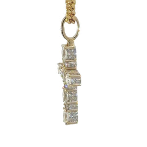 14k Gold and Diamond Fancy Cross Paired with Gold Cuban Link Chain (choose gold color)