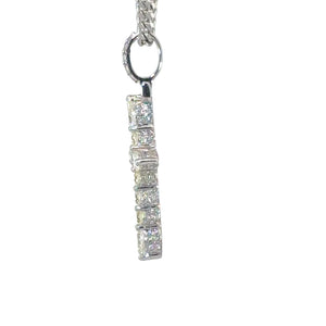 14k Gold Cross Pendant with Round and Pear Shape Diamonds and Gold Cuban Link Chain Set