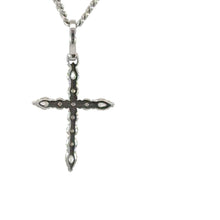 Load image into Gallery viewer, 14k Gold Cross Pendant with Round and Pear Shape Diamonds and Gold Cuban Link Chain Set