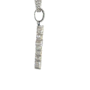14k Gold Cross Pendant with Round and Pear Shape Diamonds and Gold Cuban Link Chain Set
