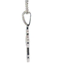 Load image into Gallery viewer, 14k White Gold Solid Cross Pendant with Round and Baguette Diamond and Chain Set