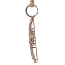Load image into Gallery viewer, 14k Rose Gold Cross Pendant with Round Diamonds and Gold Cuban Link Chain Set