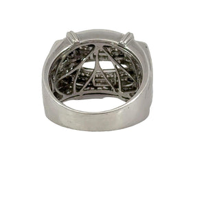 14k White Gold and Diamond Men's Ring with Princess and Baguette Cuts