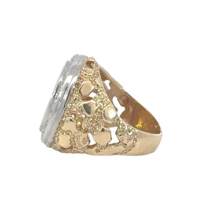 14k Gold Men’s Cake Diamond Ring with 22k Coin