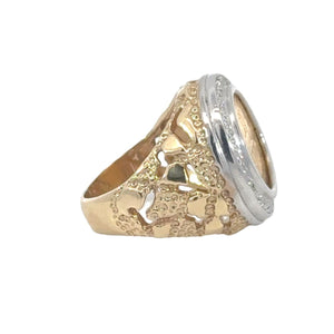 14k Gold Men’s Cake Diamond Ring with 22k Coin