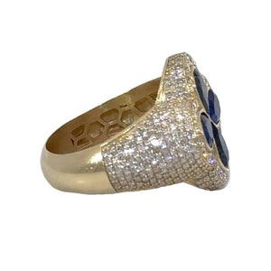 Gold and Diamond RIng with Diamonds and Multi-Colored Stones
